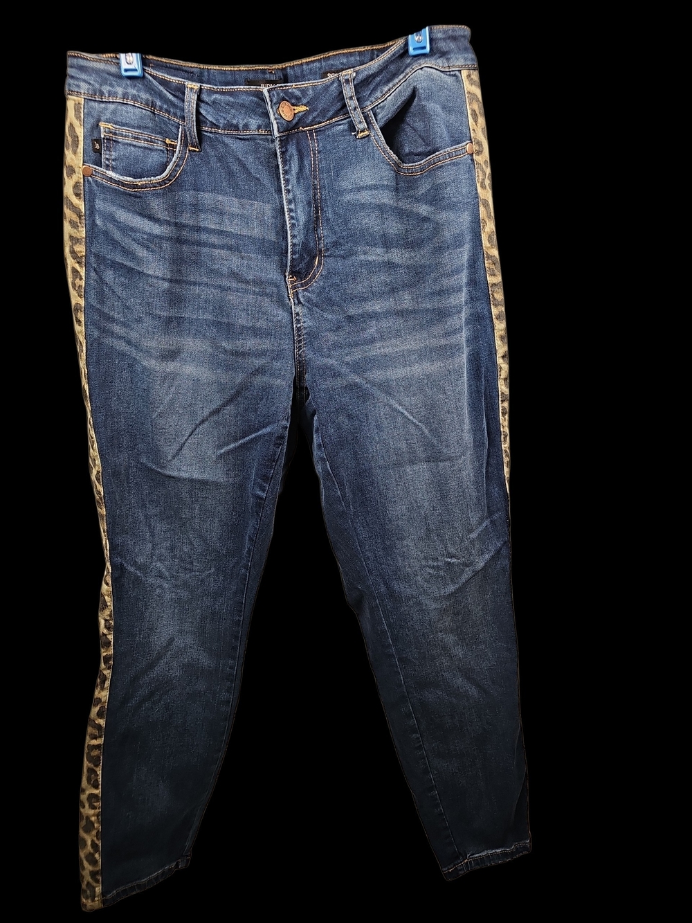 Judy Blue Dark Blue Jeans with Leopard Side Panels